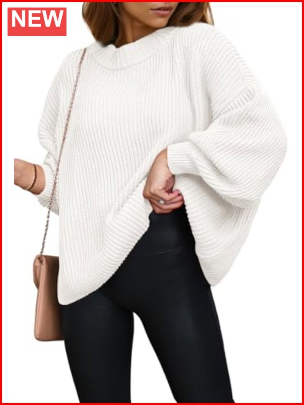 Oversized Chunky Knit Crewneck Pullover Sweater Long Sleeve